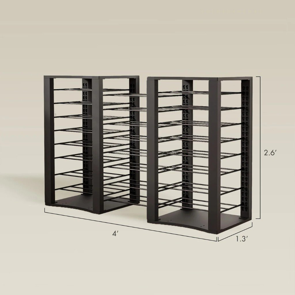 BoardForge rack dimensions: 4 feet wide, 2.6 feet tall, 1.3 feet deep